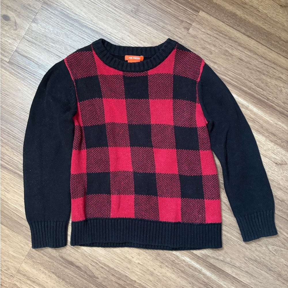 Joe Fresh Red and Black Checkered Sweater
